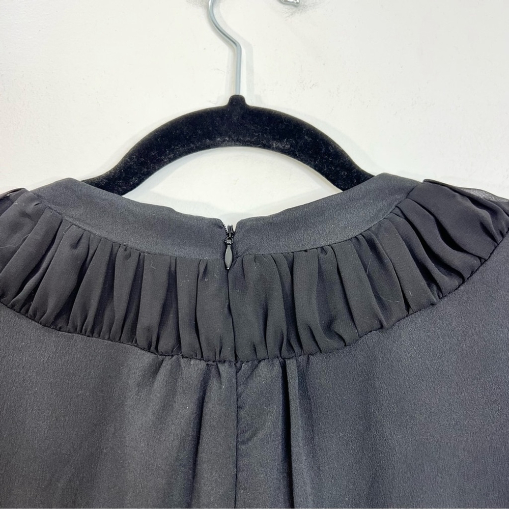 BONSUI Korea designer black ruffle hem sleeveless minimalist mini dress T1 - Picture 6 of 12